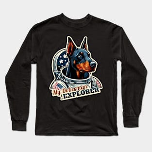 Astronaut Doberman Long Sleeve T-Shirt